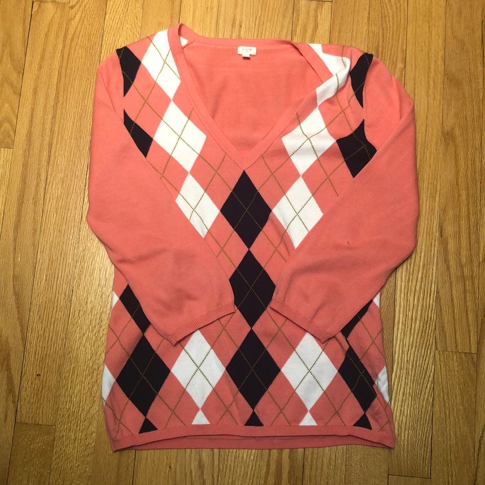 J. Crew Argyle Pattern Sweater Size Medium - image 1